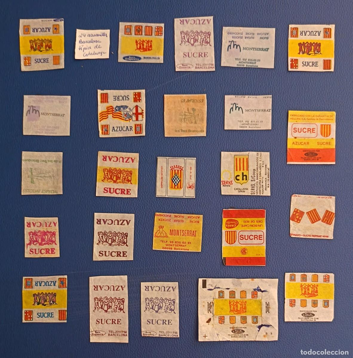 Sobres de az&uacute;car de colecci&oacute;n: Sobres de azucar. 24 Azucarillos. Barcelona. Tipicos de Catalunya.