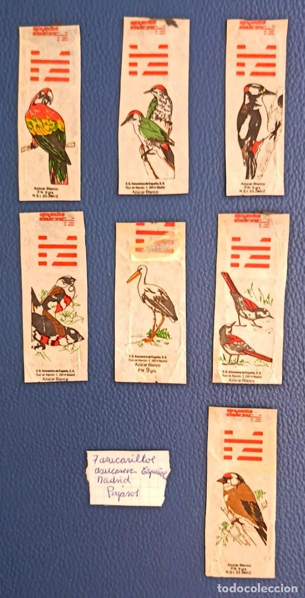 Sobres de az&uacute;car de colecci&oacute;n: Sobres de azucar. 7 Azucarillos. Azucarera Espa&ntilde;ola. Madrid. Pajaros.