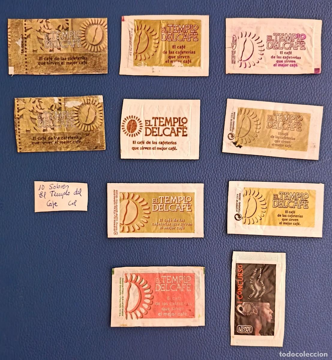 Sobres de az&uacute;car de colecci&oacute;n: Sobres de azucar. 10 Sobres de azucar. El Templo del cafe.