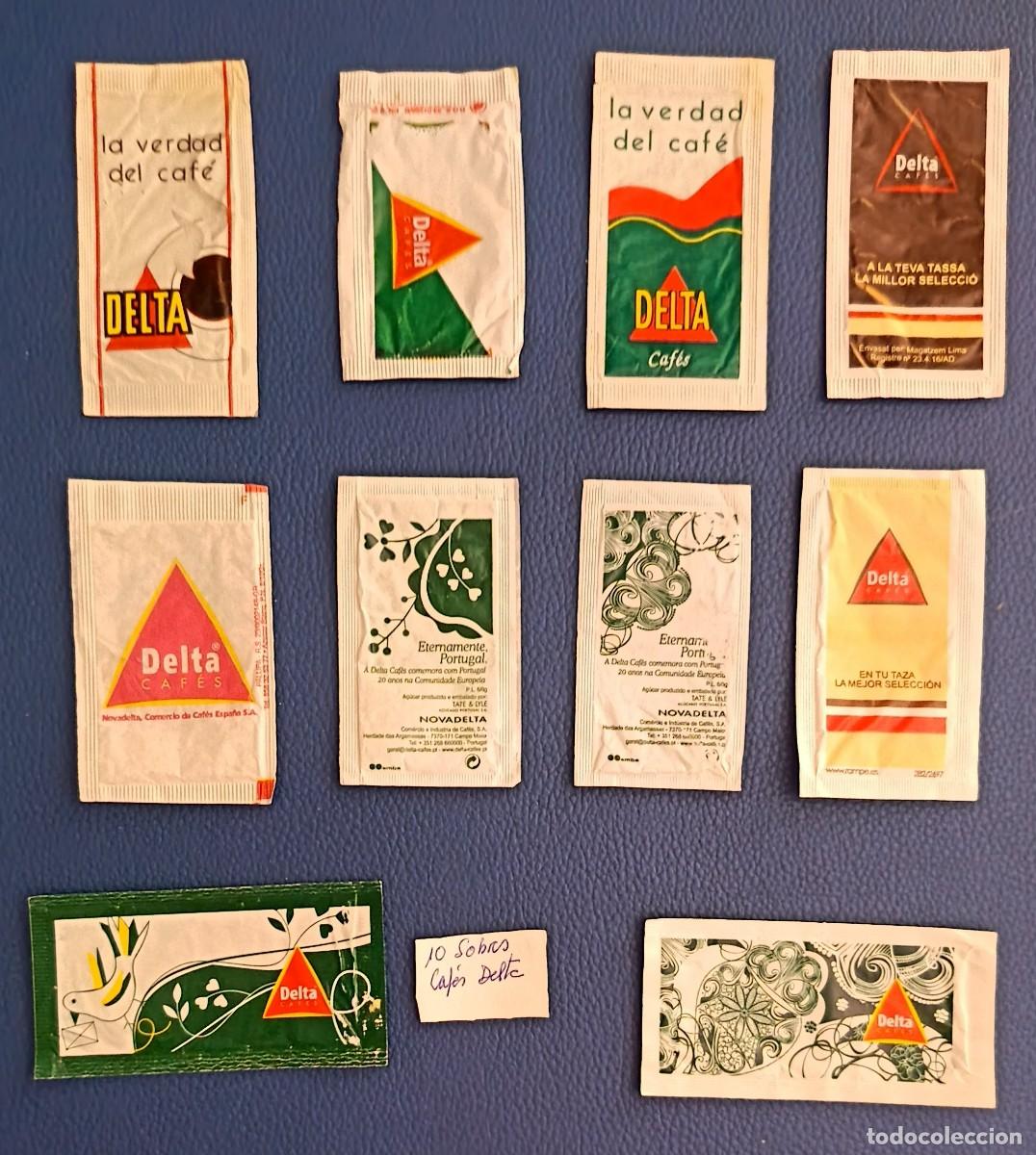 Sobres de az&uacute;car de colecci&oacute;n: Sobres de azucar. 10 Sobres de azucar. Cafes Delta.