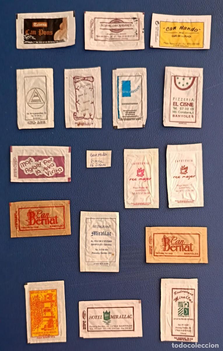 Sobres de az&uacute;car de colecci&oacute;n: Sobres de azucar. 16 Sobres de azucar. Bayoles. Girona. 2 Abiertos como un libro.
