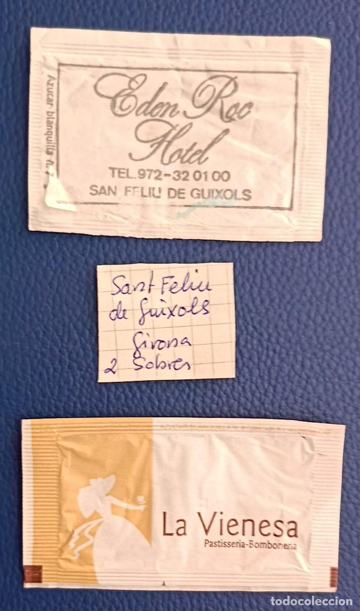 Sobres de az&uacute;car de colecci&oacute;n: Sobres de azucar. 2 Sobres de azucar. Sant Feliu de Guixols. Girona. Uno abierto como un libro.