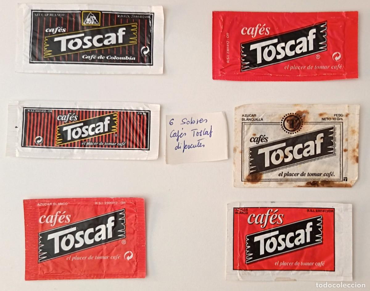 Sobres de az&uacute;car de colecci&oacute;n: Sobres de azucar. 6 Sobres de azucar. Cafes Toscaf. Diferentes.