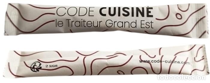 Sobres de az&uacute;car de colecci&oacute;n: Francia Sachet Sucre Sugar B&ucirc;chette Code Cuisine le Traiteur Grand Est RP853