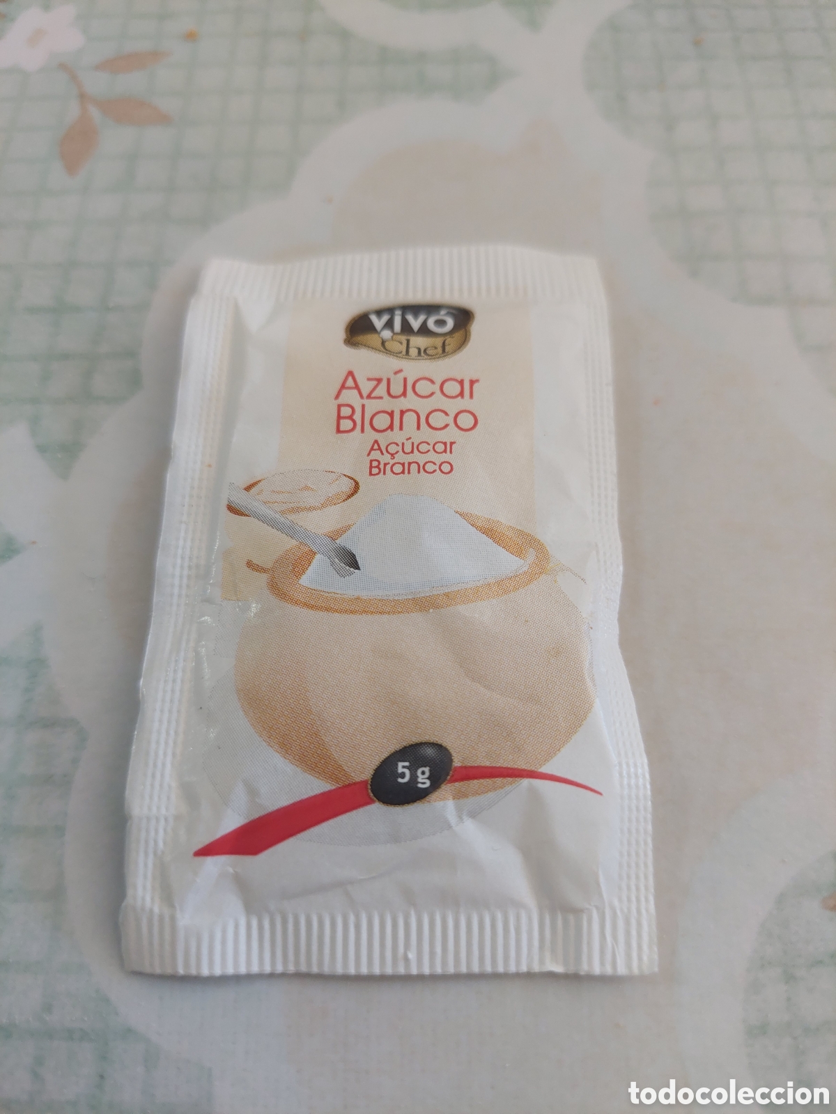 Sobres de az&uacute;car de colecci&oacute;n: VIVO AZ&Uacute;CARES LKENO BLANCO