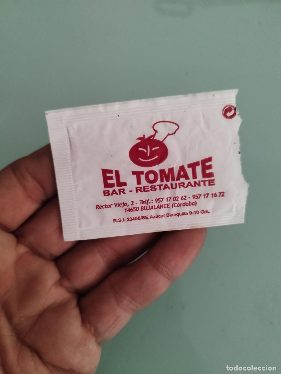 Sobres de az&uacute;car de colecci&oacute;n: Sobre de az&uacute;car vac&iacute;o del restaurante el tomate.Bujalance, C&oacute;rdoba