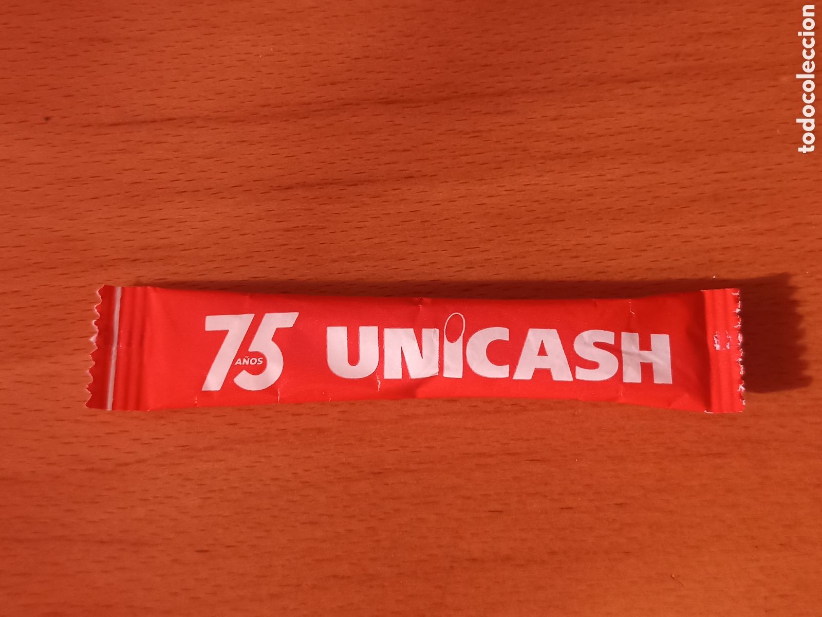 Sobres de az&uacute;car de colecci&oacute;n: 1 azucarillo lleno - Unicash 75 a&ntilde;os - Pedido m&iacute;nimo 3&euro;
