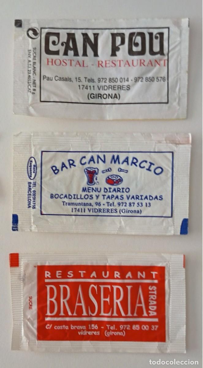 Sobres de az&uacute;car de colecci&oacute;n: Sobres de azucar. 3 Sobres de azucar. Vidreres. Girona.