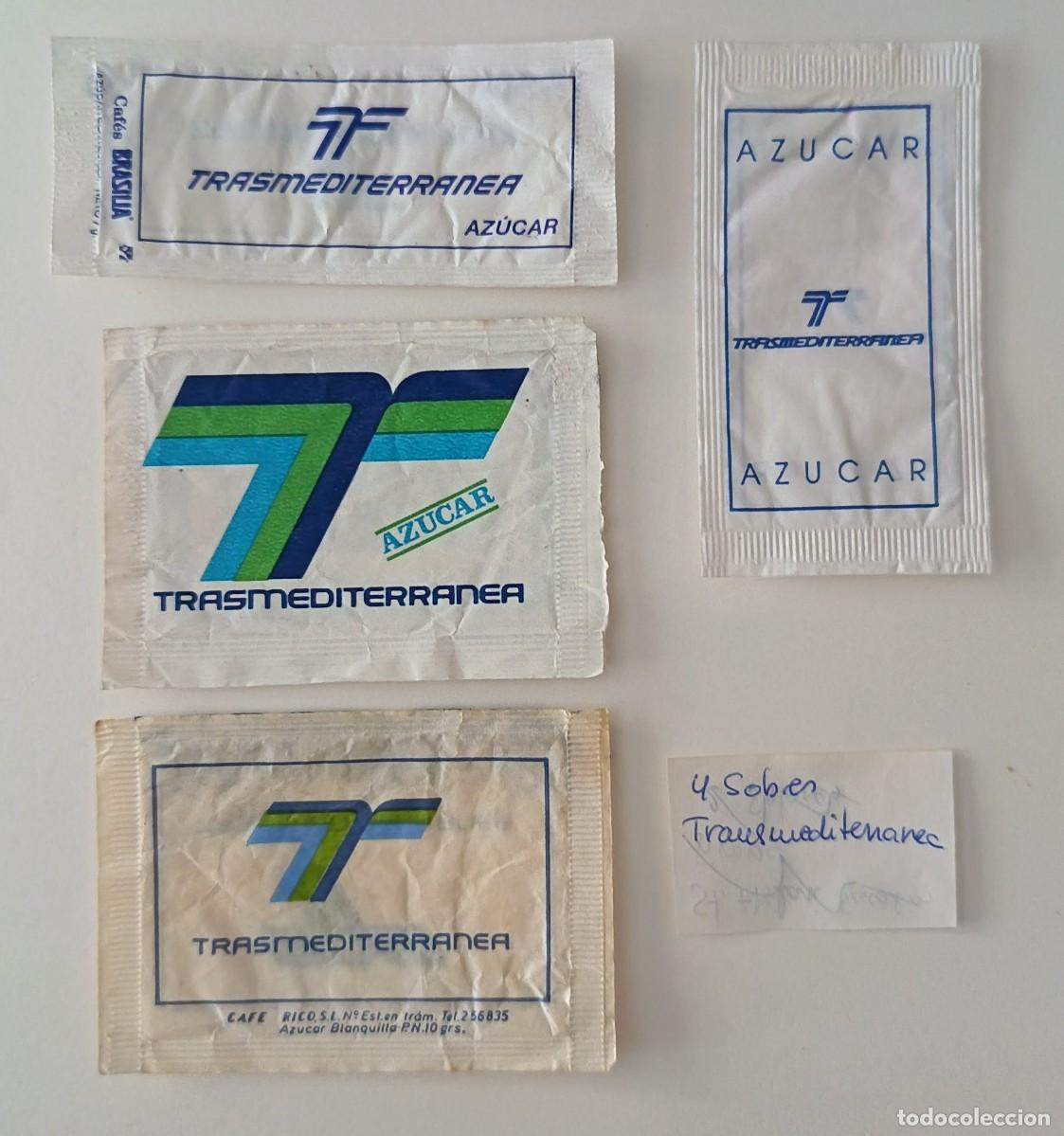 Sobres de az&uacute;car de colecci&oacute;n: Sobres de azucar. 4 Sobres de azucar. Transmediterranea.