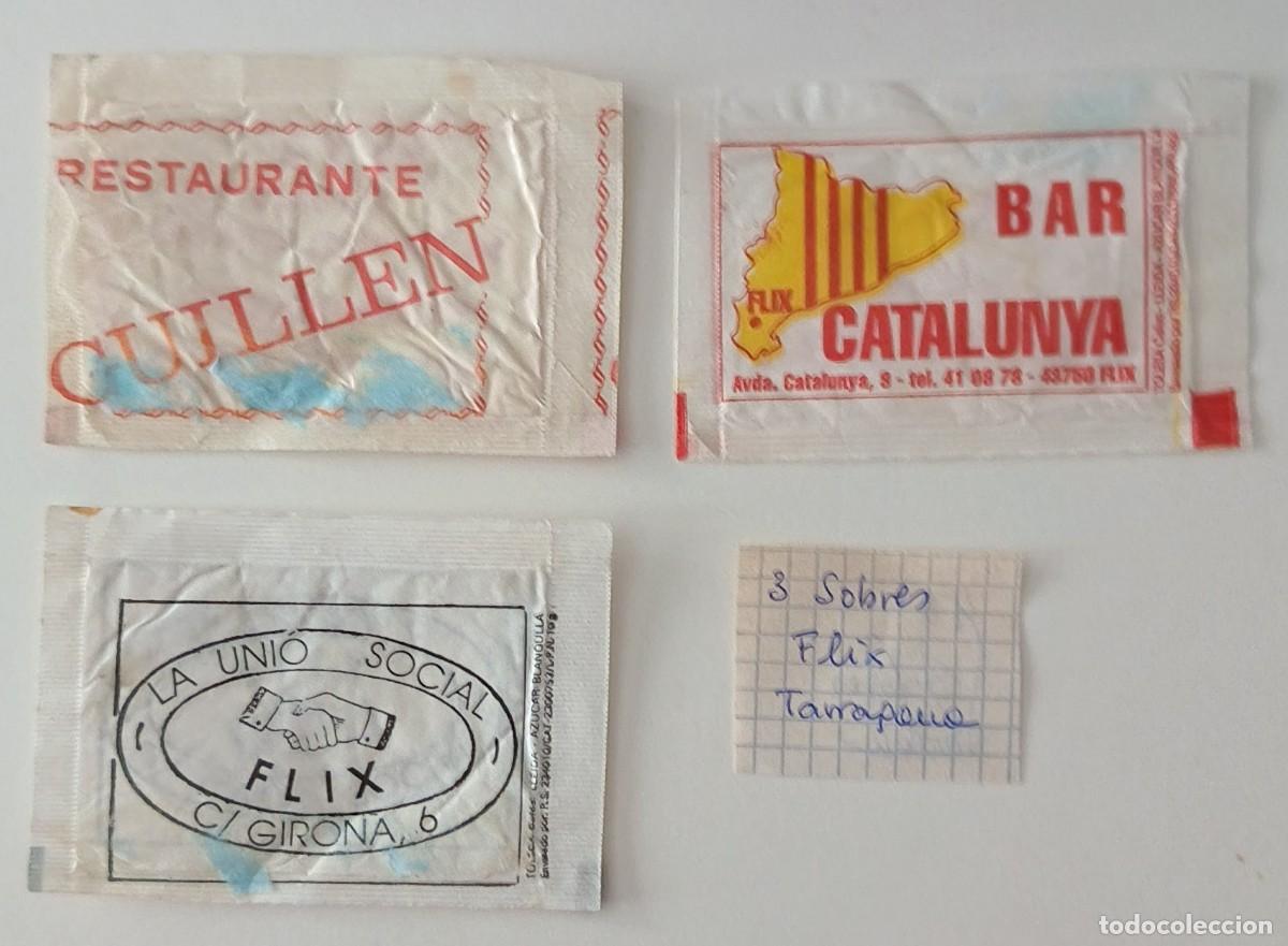Sobres de az&uacute;car de colecci&oacute;n: Sobres de azucar. 3 Sobres de azucar. Flix. Tarragona.