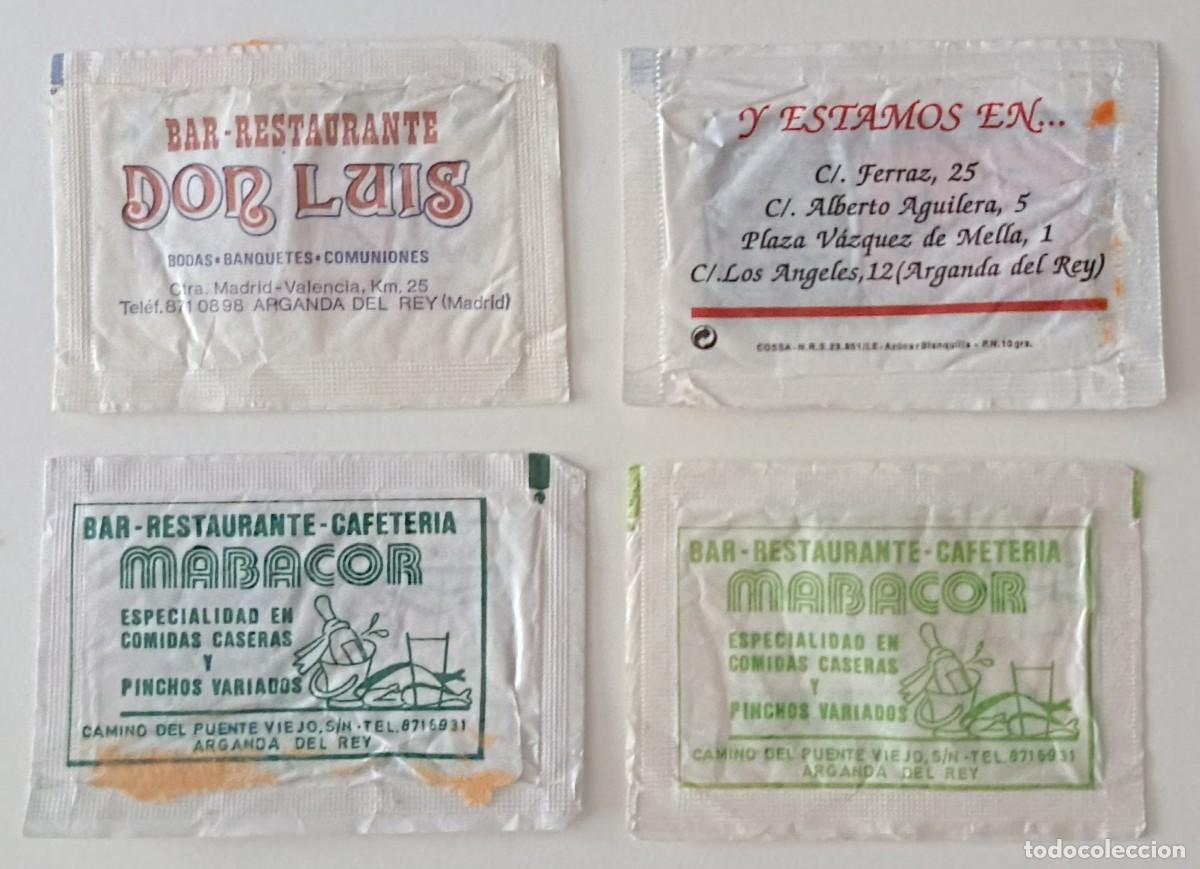 Sobres de az&uacute;car de colecci&oacute;n: Sobres de azucar. 4 Sobres de azucar. Arganda del Rey. Madrid.
