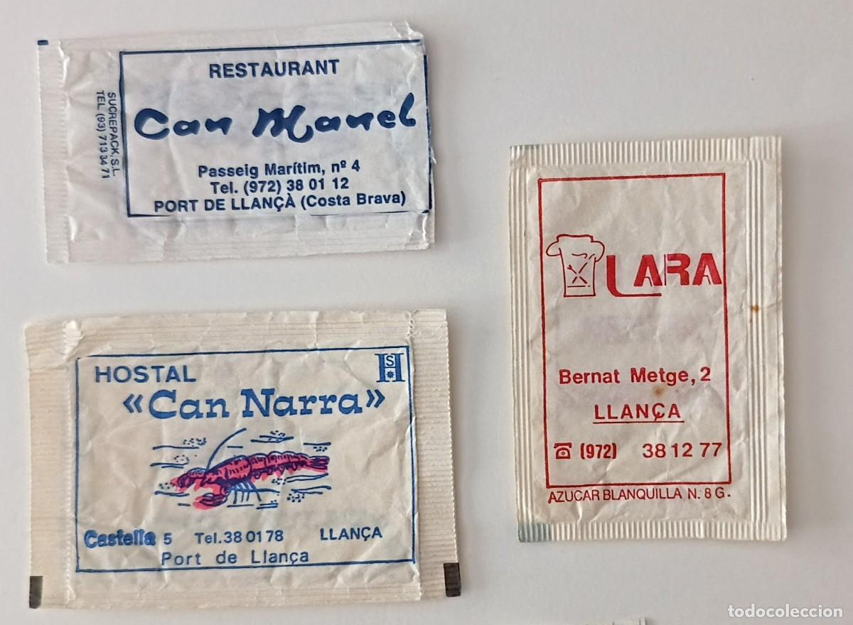 Sobres de az&uacute;car de colecci&oacute;n: Sobres de azucar. 3 Sobres de azucar. Port de Llan&ccedil;a. Girona. 1 Abierto como un libro.