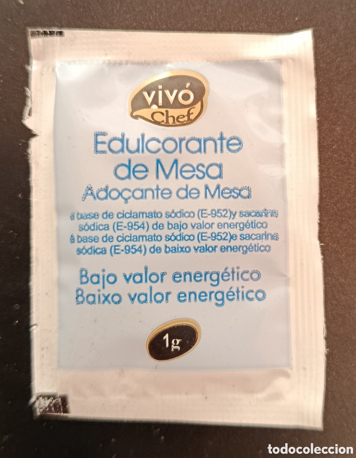 Sobres de az&uacute;car de colecci&oacute;n: SOBRE EDULCORANTE VIV&Oacute;/LLENO
