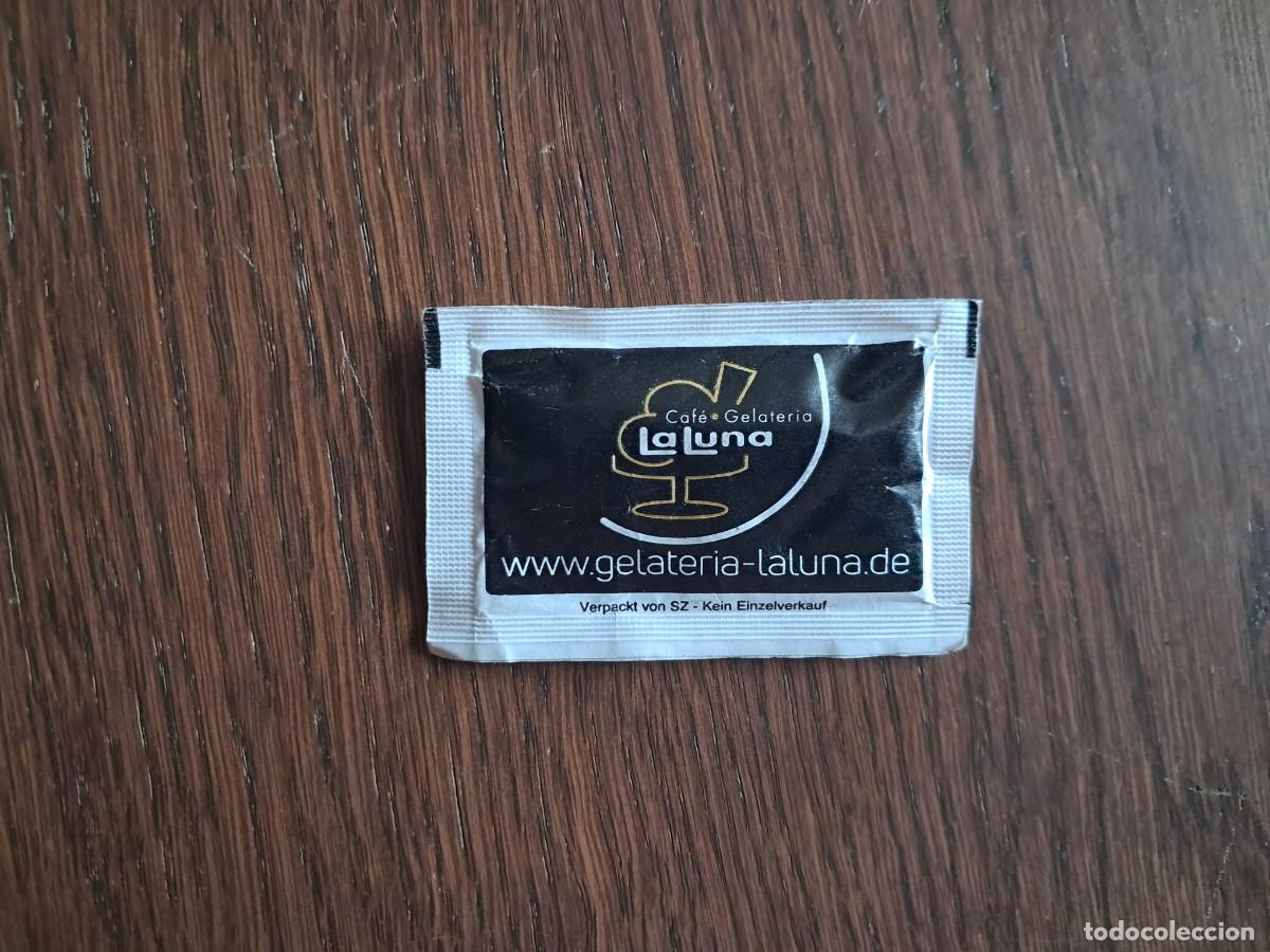 Sobres de az&uacute;car de colecci&oacute;n: sobre de az&uacute;car vac&iacute;o publicitario, caf&eacute; gelateria La luna. Alemania.