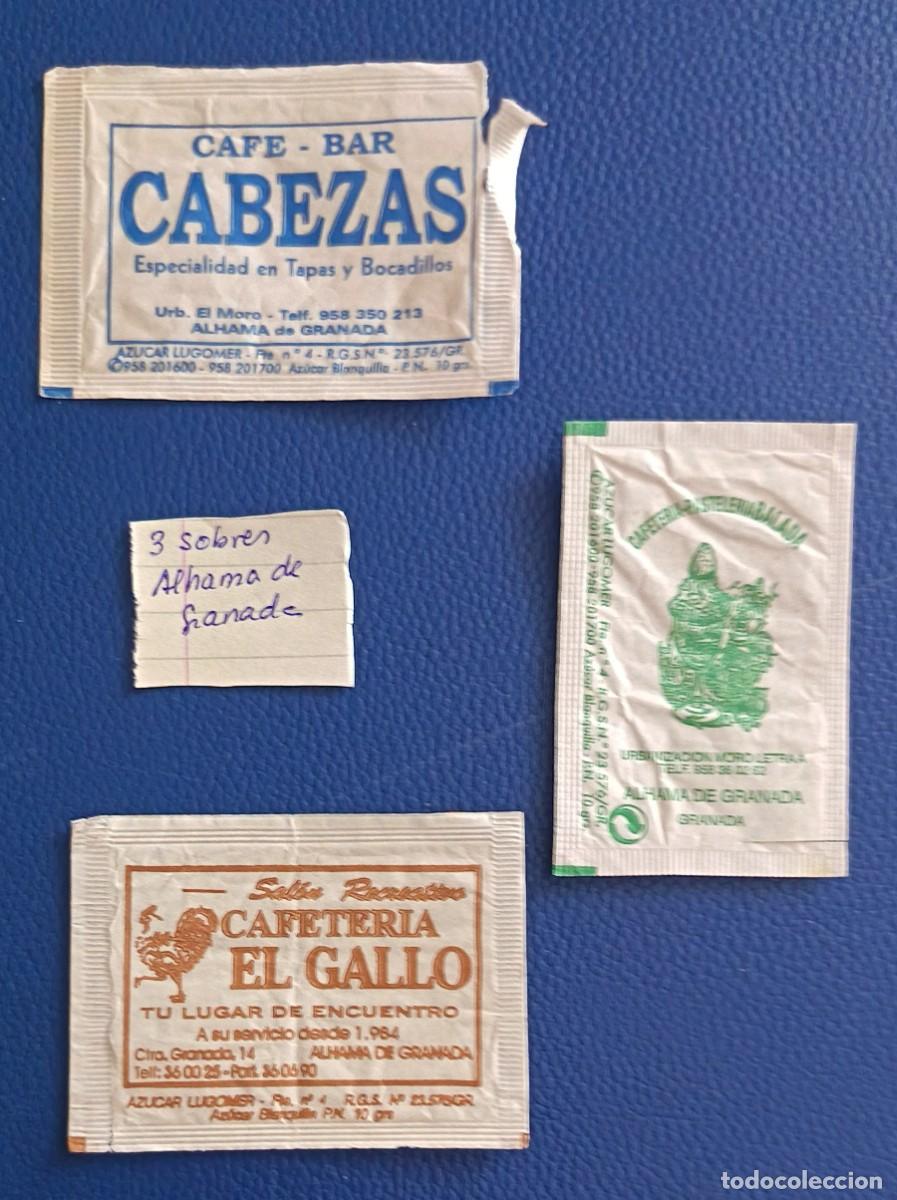Sobres de az&uacute;car de colecci&oacute;n: Sobres de azucar. 3 Sobres de azucar de Alhama de Granada.
