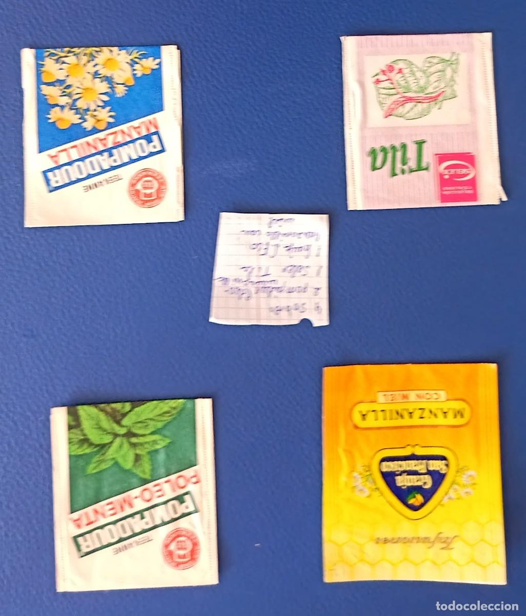 Sobres de az&uacute;car de colecci&oacute;n: Sobres de azucar. 4 Sobres de infusiones. Poleo menta, Manzanilla, Tila.