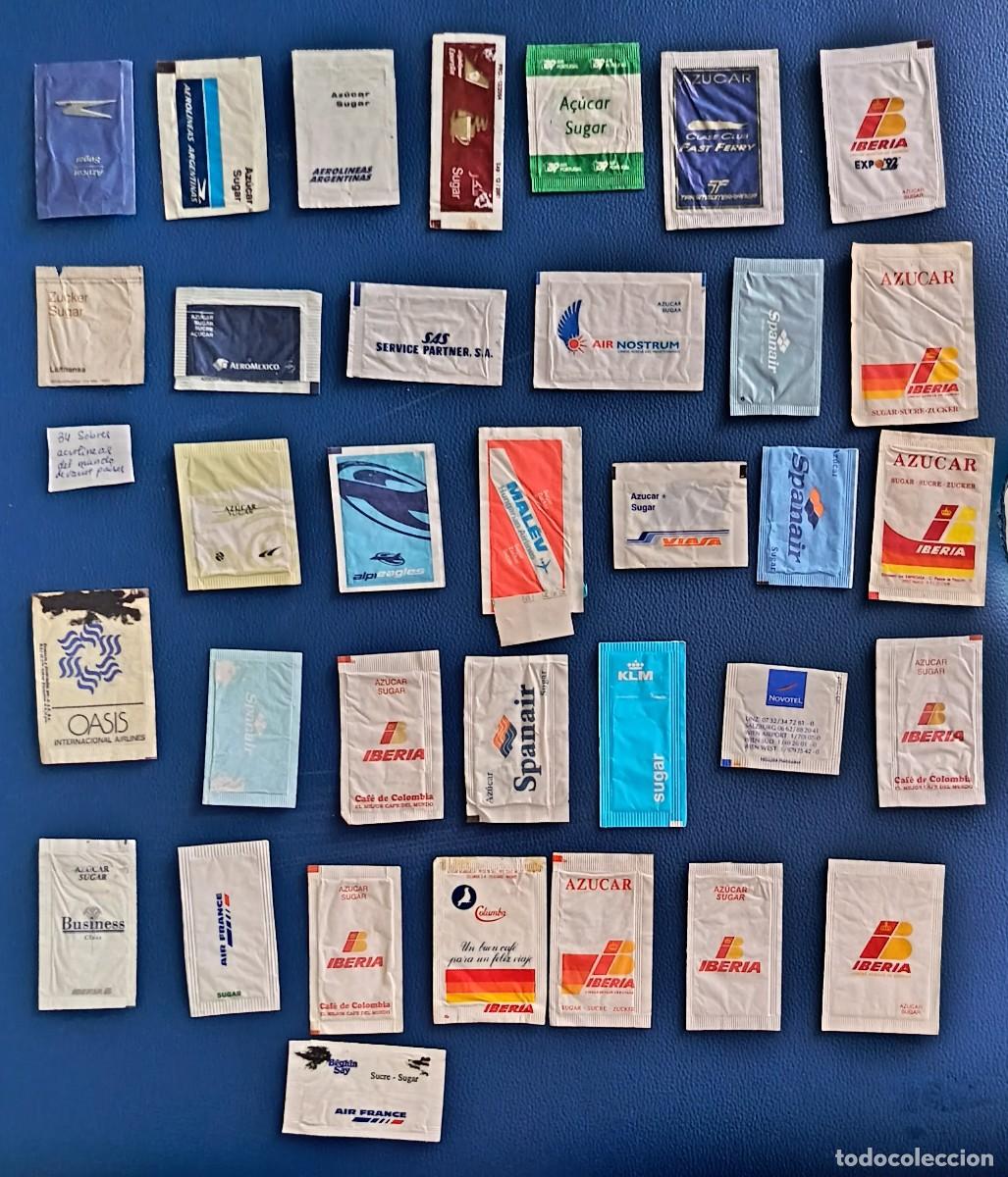 Sobres de az&uacute;car de colecci&oacute;n: Sobres de azucar. 34 Sobres de azucar. Aerol&iacute;neas del mundo.