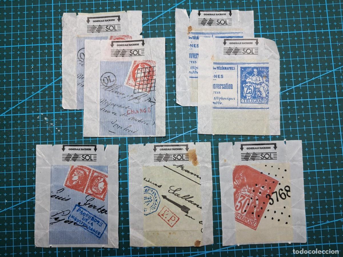 Sobres de az&uacute;car de colecci&oacute;n: 7 azucarillos o sobres de az&uacute;car - SOL - serie correos - Francia - Par&iacute;s - 1990