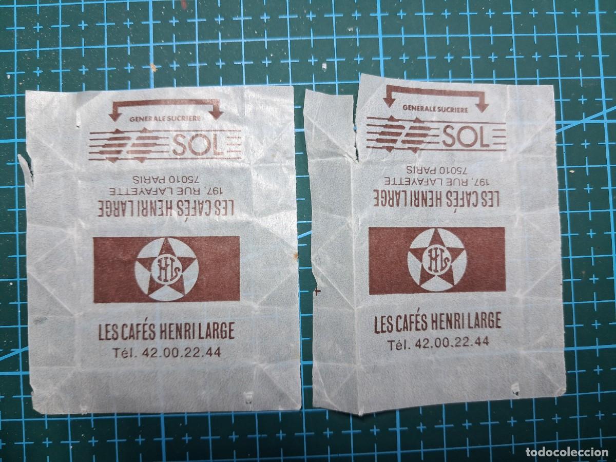Sobres de az&uacute;car de colecci&oacute;n: 2 azucarillos o sobres de az&uacute;car- SOL - Francia - Par&iacute;s - 1990