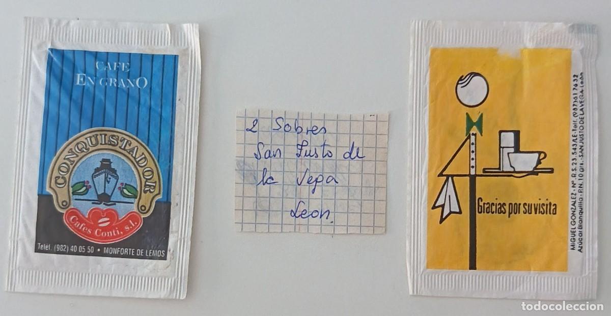Sobres de az&uacute;car de colecci&oacute;n: Sobres de azucar. 2 Sobres de azucar. San Justo de la Vega. Leon.