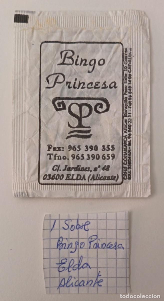 Sobres de az&uacute;car de colecci&oacute;n: Sobres de azucar. Sobre de azucar. Elda. Bingo Princesa. Alicante.
