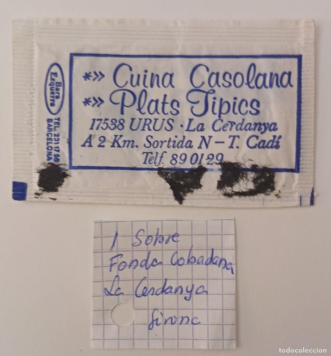 Sobres de az&uacute;car de colecci&oacute;n: Sobres de azucar. Sobre de azucar. Fonda Cobadana. La Cerdanya. Girona.