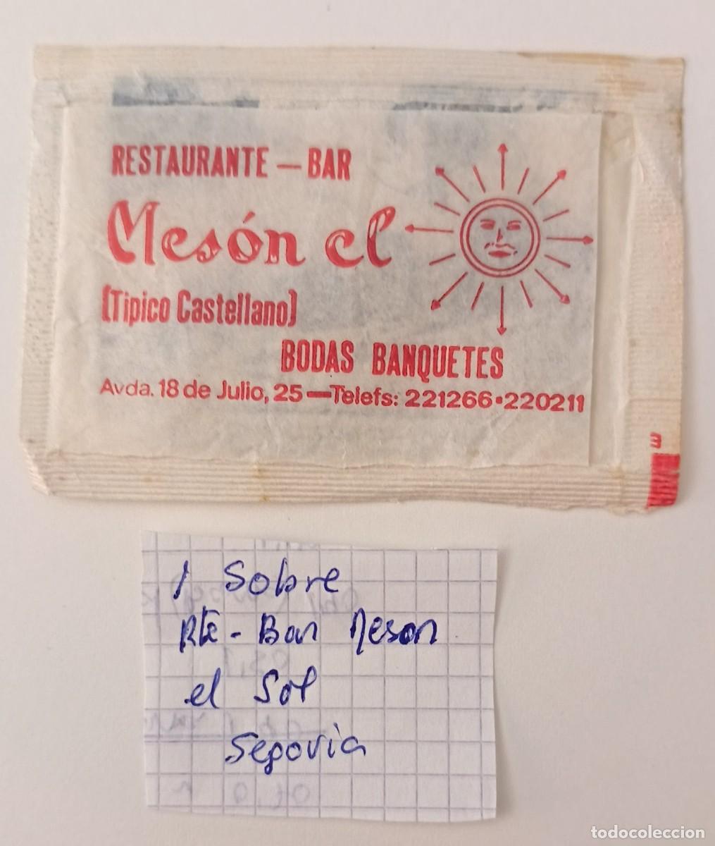 Sobres de az&uacute;car de colecci&oacute;n: Sobres de azucar. Sobre de azucar. Restaurante Bar Meson el Sol. Segovia. Uno abierto como un libro.