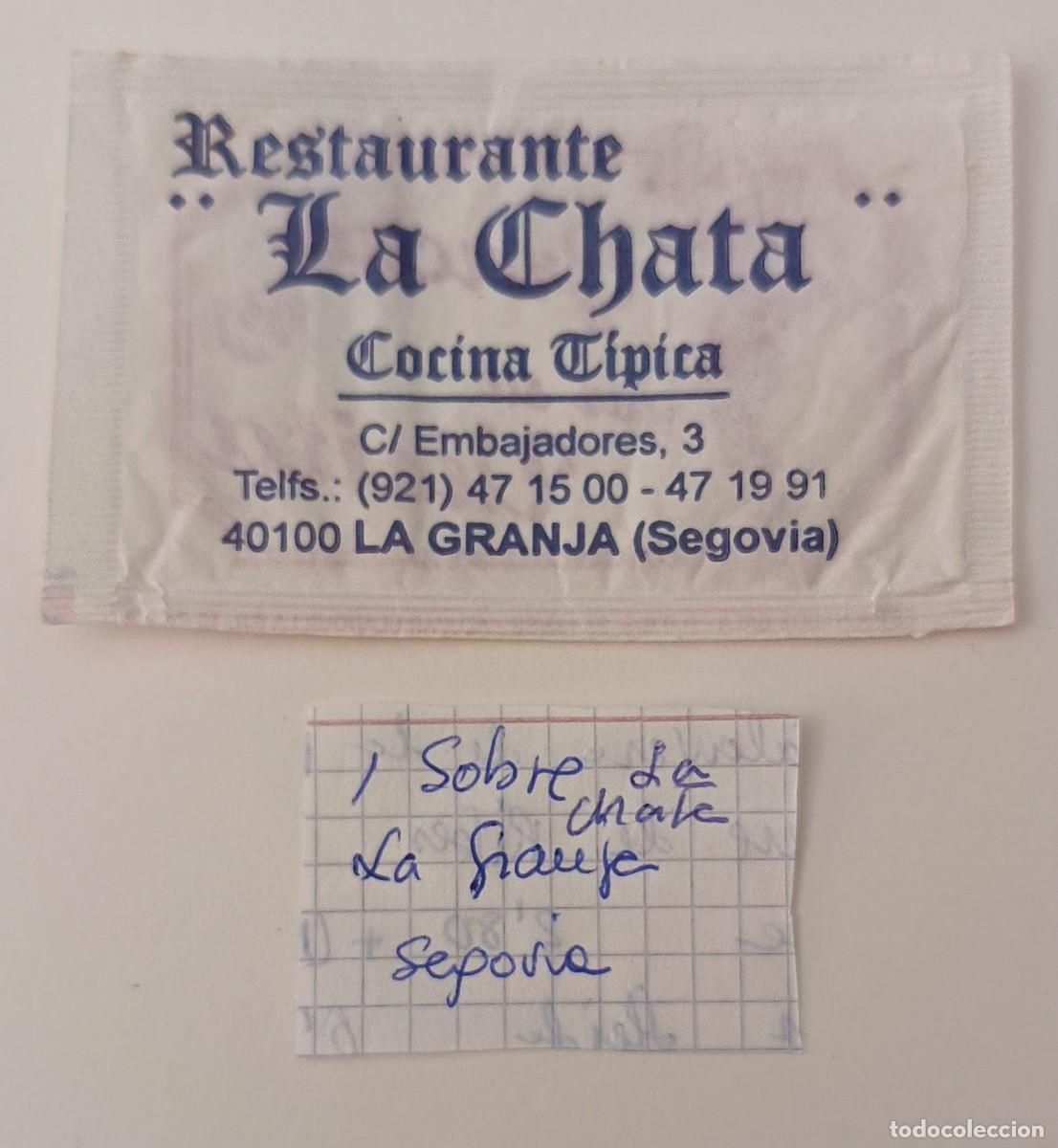 Sobres de az&uacute;car de colecci&oacute;n: Sobres de azucar. Sobre de azucar. Restaurante La Chata. La Granja. Segovia.