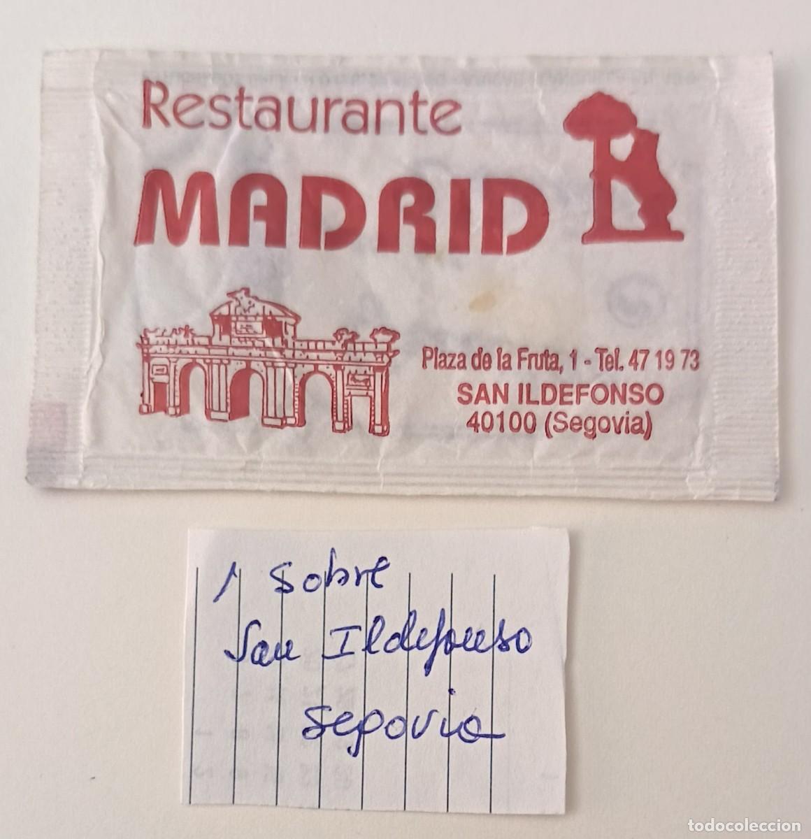 Sobres de az&uacute;car de colecci&oacute;n: Sobres de azucar. Sobre de azucar. Restaurante Madrid. San Ildefonso. Segovia.