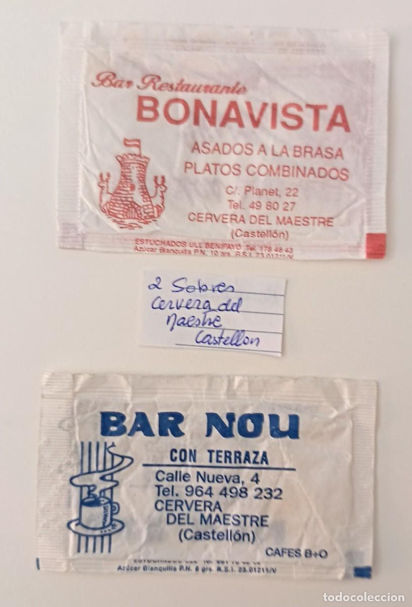 Sobres de az&uacute;car de colecci&oacute;n: Sobres de azucar. 2 Sobres de azucar. Cervera del Maestre. Castellon.