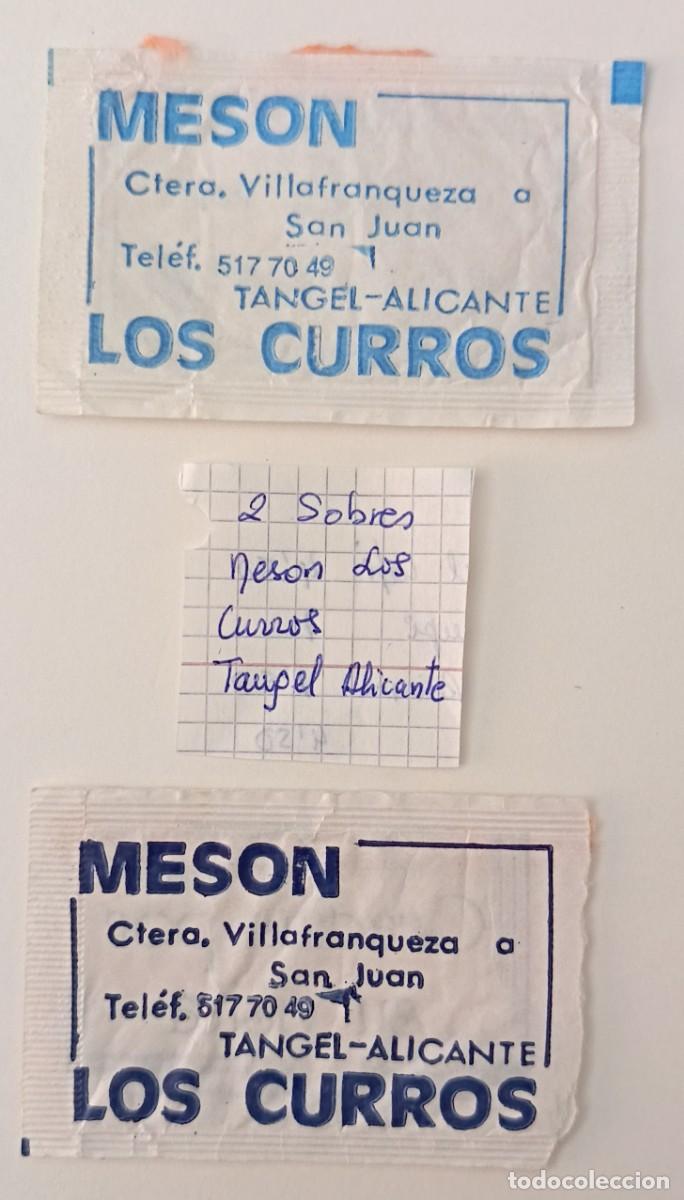 Sobres de az&uacute;car de colecci&oacute;n: Sobres de azucar. 2 Sobres de azucar. Meson Los Curros. Tangel. Alicante.