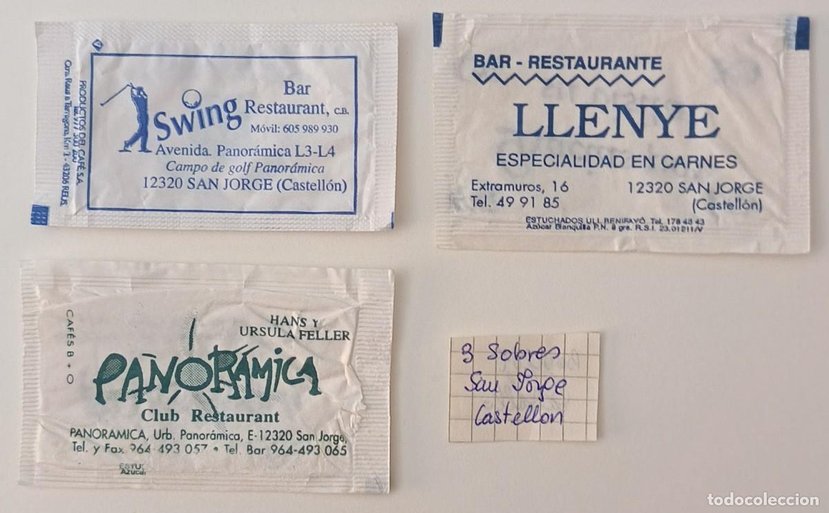 Sobres de az&uacute;car de colecci&oacute;n: Sobres de azucar. 3 Sobres de azucar. San Jorge. Castellon.