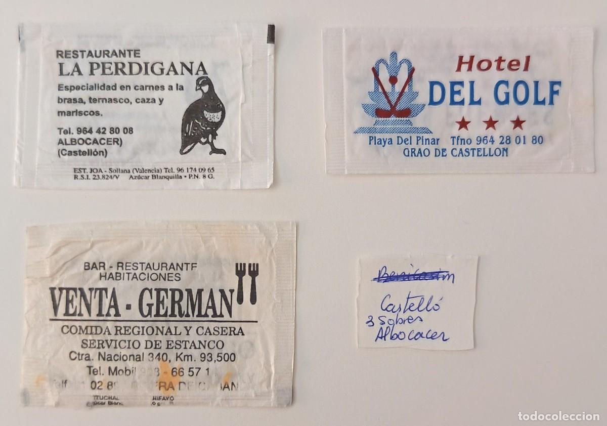 Sobres de az&uacute;car de colecci&oacute;n: Sobres de azucar. 3 Sobres de azucar. Albocacer. Castellon.