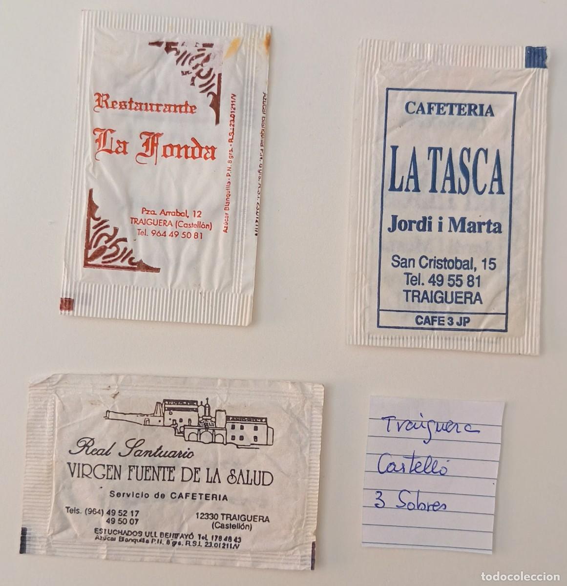 Sobres de az&uacute;car de colecci&oacute;n: Sobres de azucar. 3 Sobres de azucar. Traiguera. Castellon.