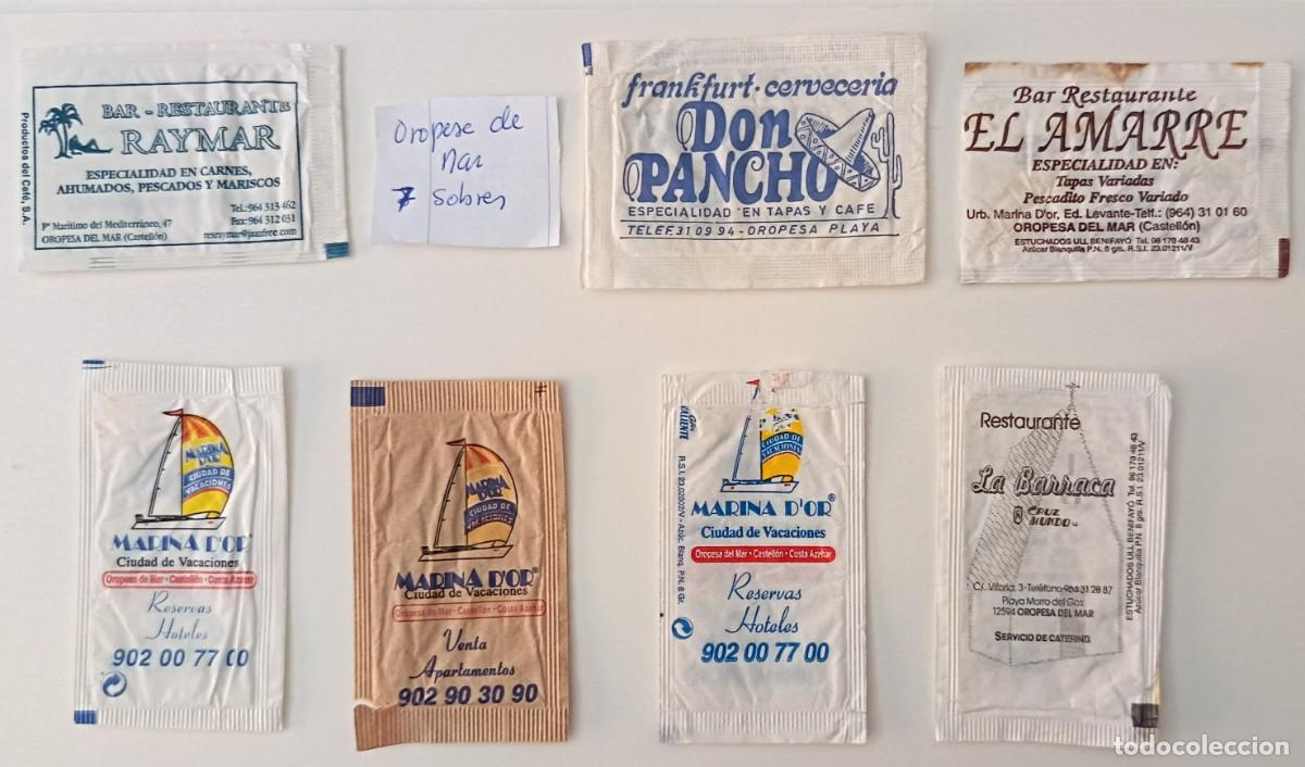 Sobres de az&uacute;car de colecci&oacute;n: Sobres de azucar. 7 Sobres de azucar. Oropesa de Mar. Castellon.