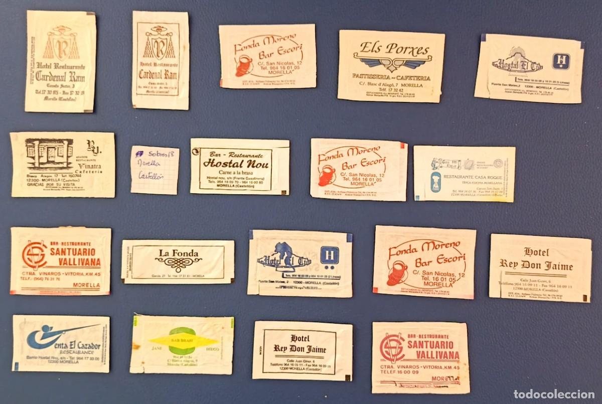 Sobres de az&uacute;car de colecci&oacute;n: Sobres de azucar. 18 Sobres de azucar. Morella. Castellon.
