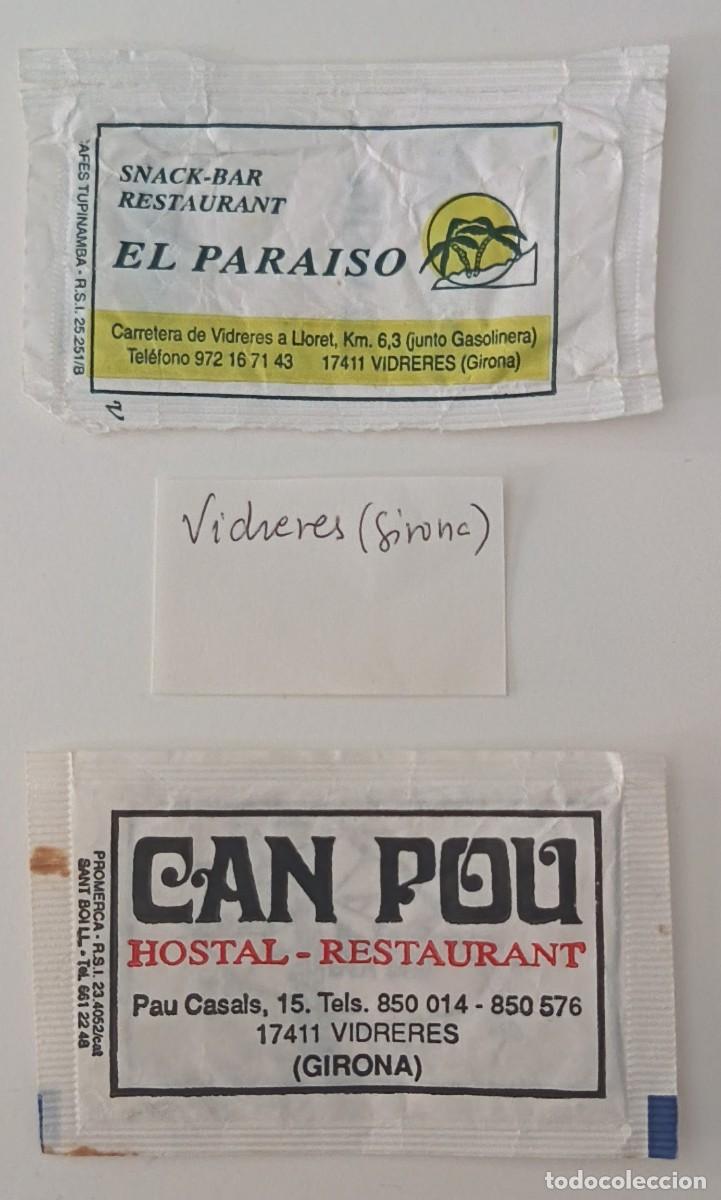 Sobres de az&uacute;car de colecci&oacute;n: Sobres de azucar. 2 Sobre de azucar. Vidreres. El Paraiso. Can Pou. Girona.