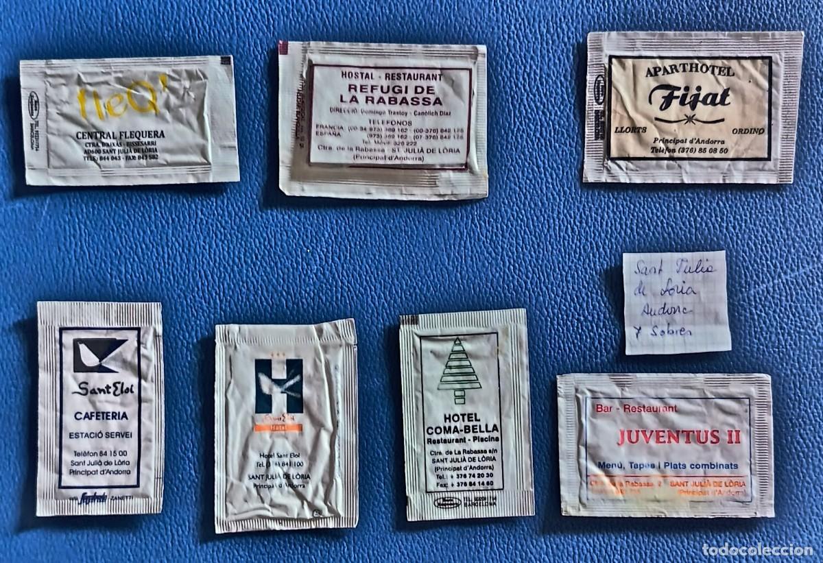 Sobres de az&uacute;car de colecci&oacute;n: Sobres de azucar. 7 Sobres de azucar. Sant Julia de Loira. Andorra. 1 Abierto como un libro.