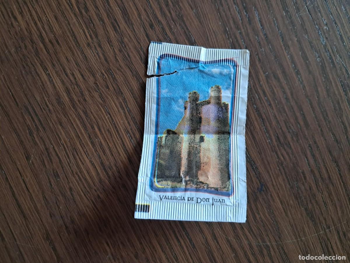 Sobres de az&uacute;car de colecci&oacute;n: sobre de az&uacute;car vac&iacute;o, az&uacute;cares Le&oacute;n, con imagen, Valencia de Don Ju&aacute;n.