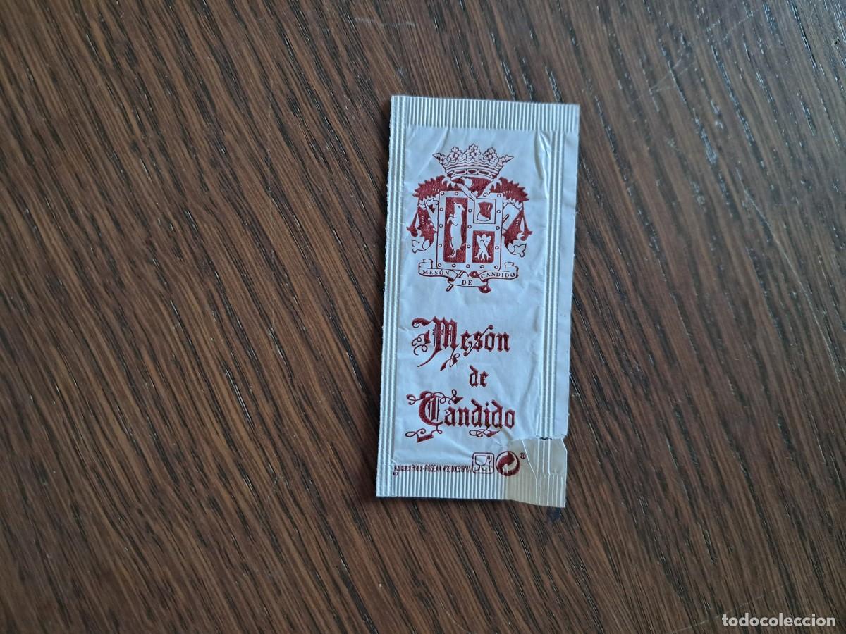 Sobres de az&uacute;car de colecci&oacute;n: sobre de az&uacute;car vac&iacute;o publicitario, mes&oacute;n de C&aacute;ndido, Segovia.