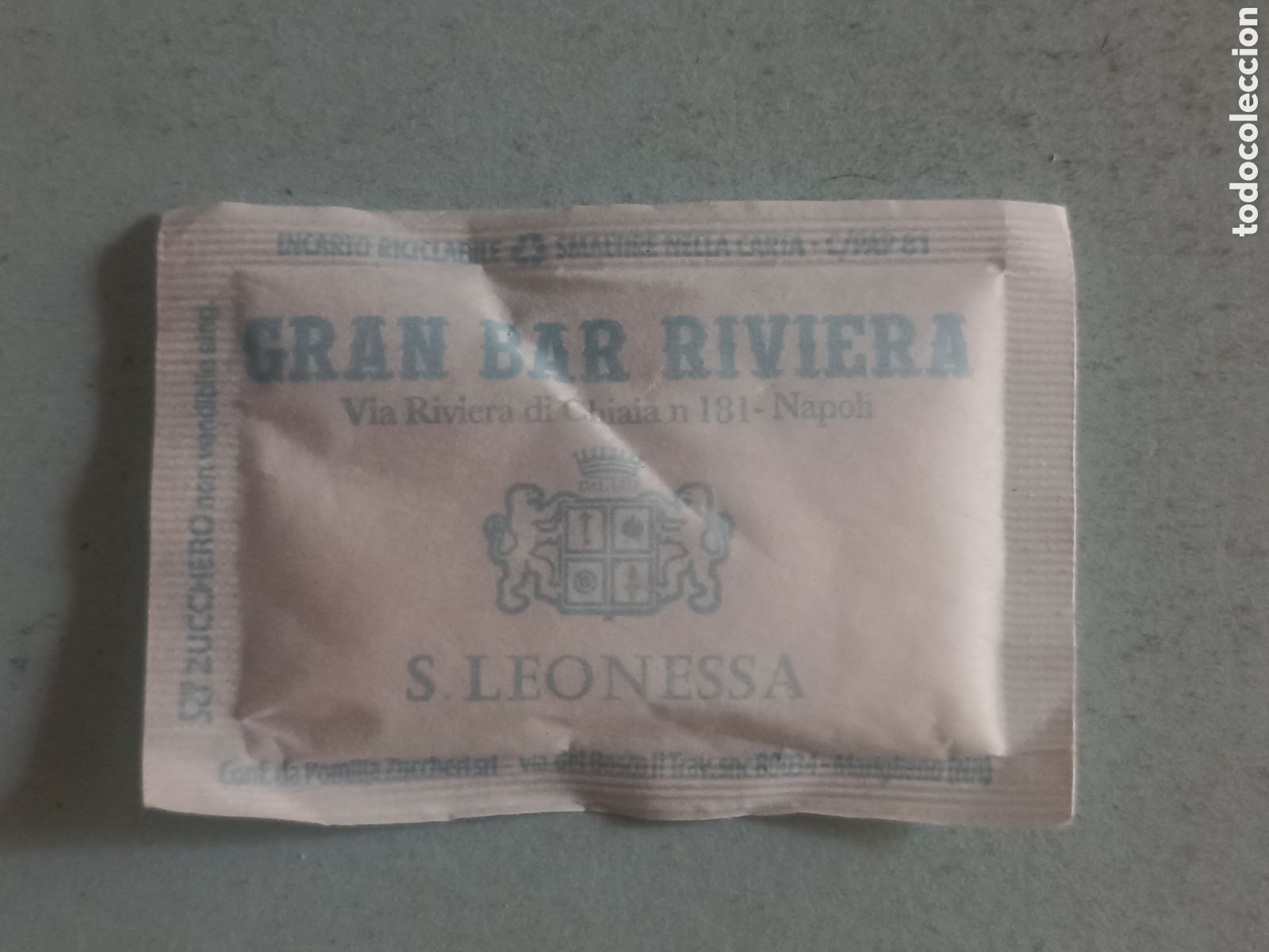 Sobres de az&uacute;car de colecci&oacute;n: 1 azucarillo lleno - Gran Bar Riviera N&aacute;poles - Pedido m&iacute;nimo 3&euro;