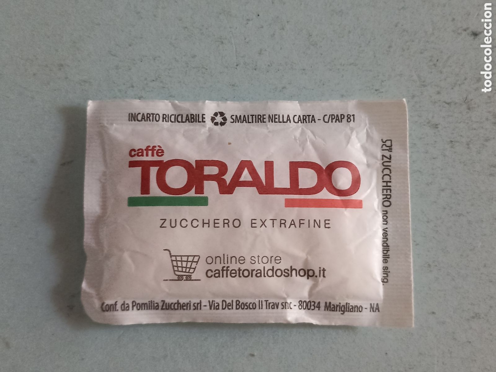 Sobres de az&uacute;car de colecci&oacute;n: 1 sobre edulcorante lleno - Caffe Toraldo - Pedido m&iacute;nimo 3 &euro;