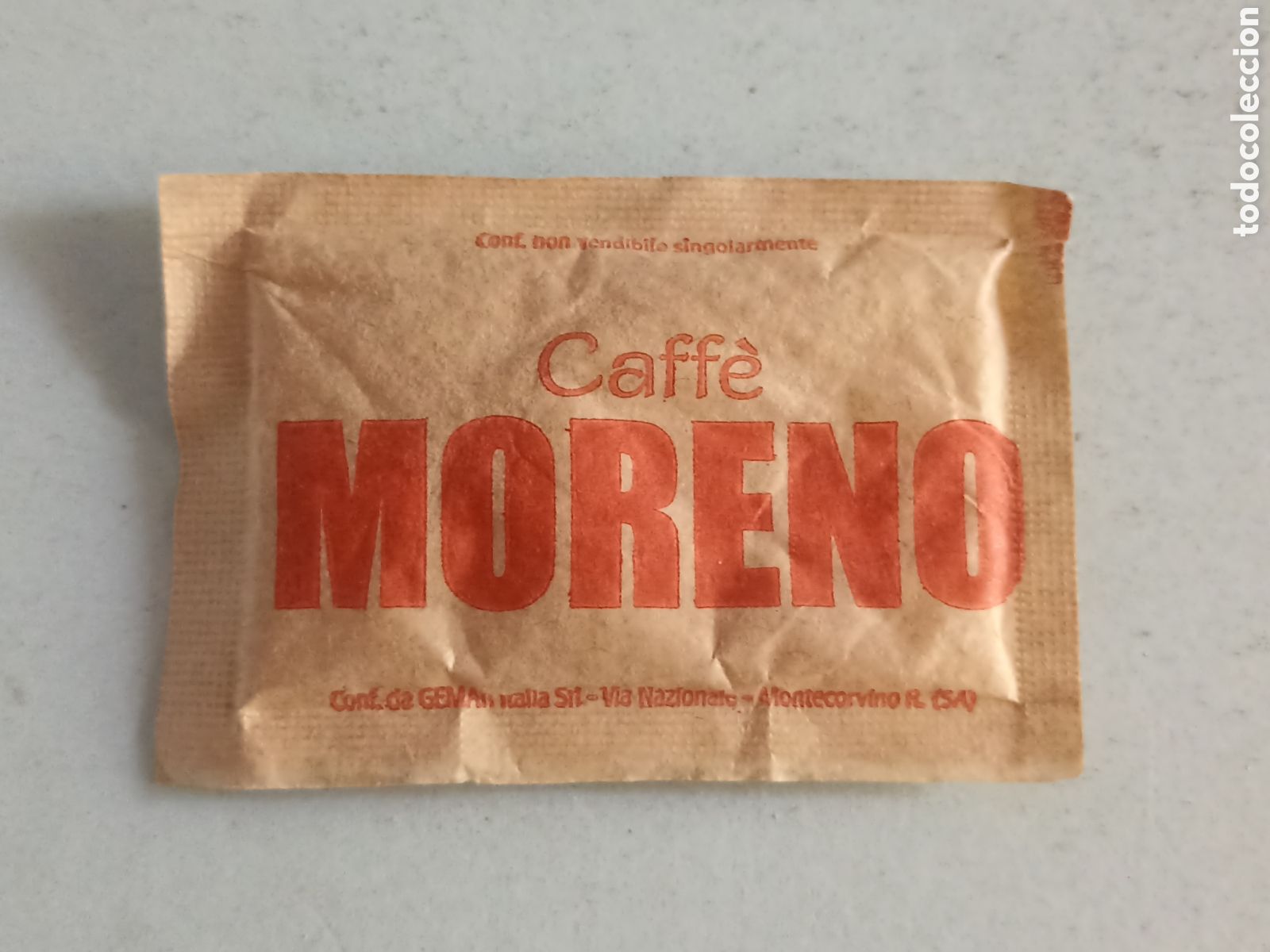 Sobres de az&uacute;car de colecci&oacute;n: 1 azucarillo lleno - Caffe Moreno - Pedido m&iacute;nimo 3 &euro;