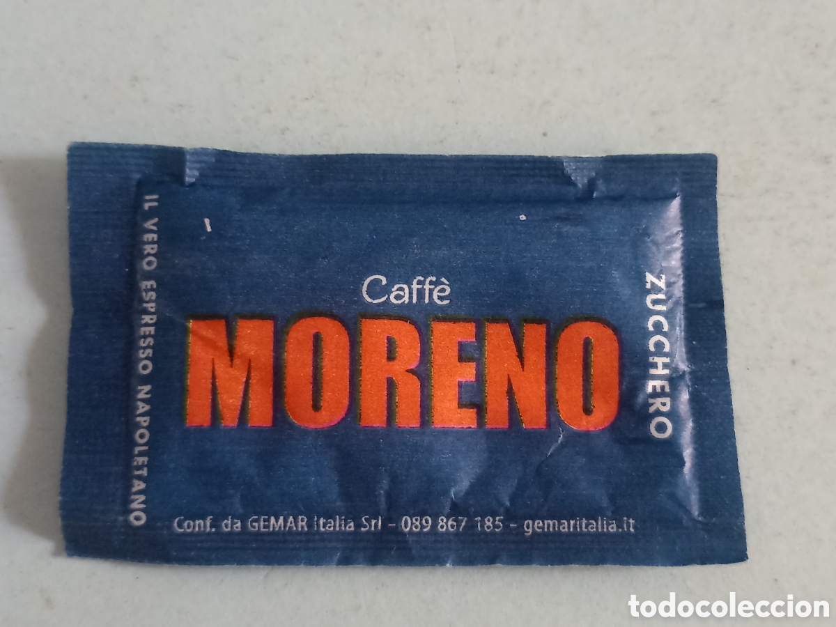 Sobres de az&uacute;car de colecci&oacute;n: 1 azucarillo lleno - Caffe Moreno - Pedido m&iacute;nimo 3 &euro;