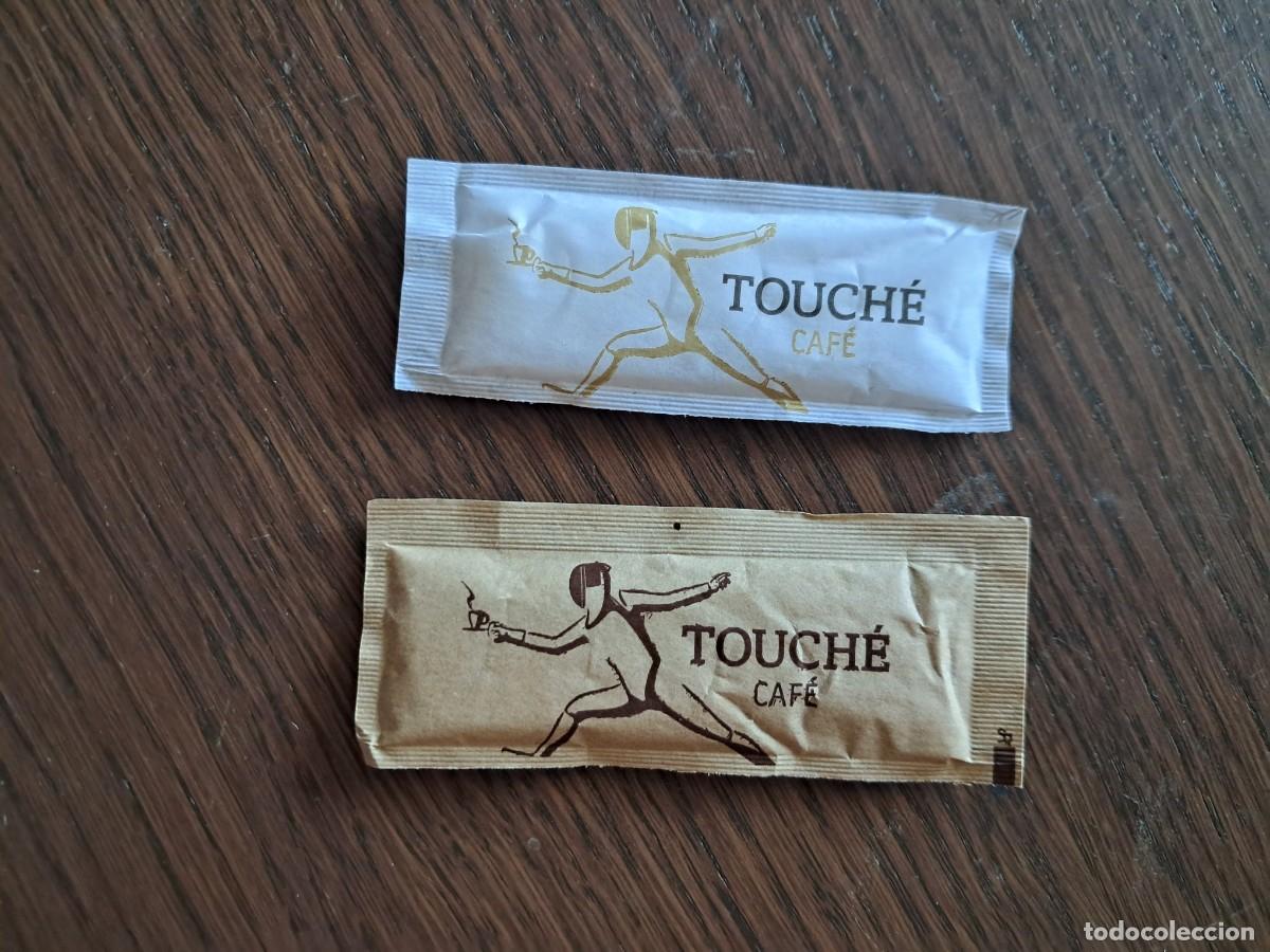 Sobres de az&uacute;car de colecci&oacute;n: lote de 2 sobres de az&uacute;car vac&iacute;os, Touch&eacute; caf&eacute;.