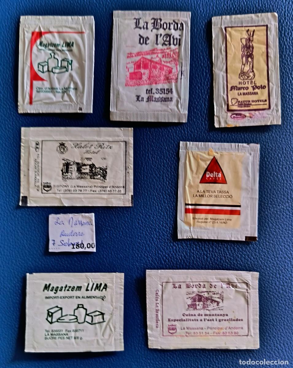 Sobres de az&uacute;car de colecci&oacute;n: Sobres de azucar. 7 Sobres de azucar. La Massana. Andorra.
