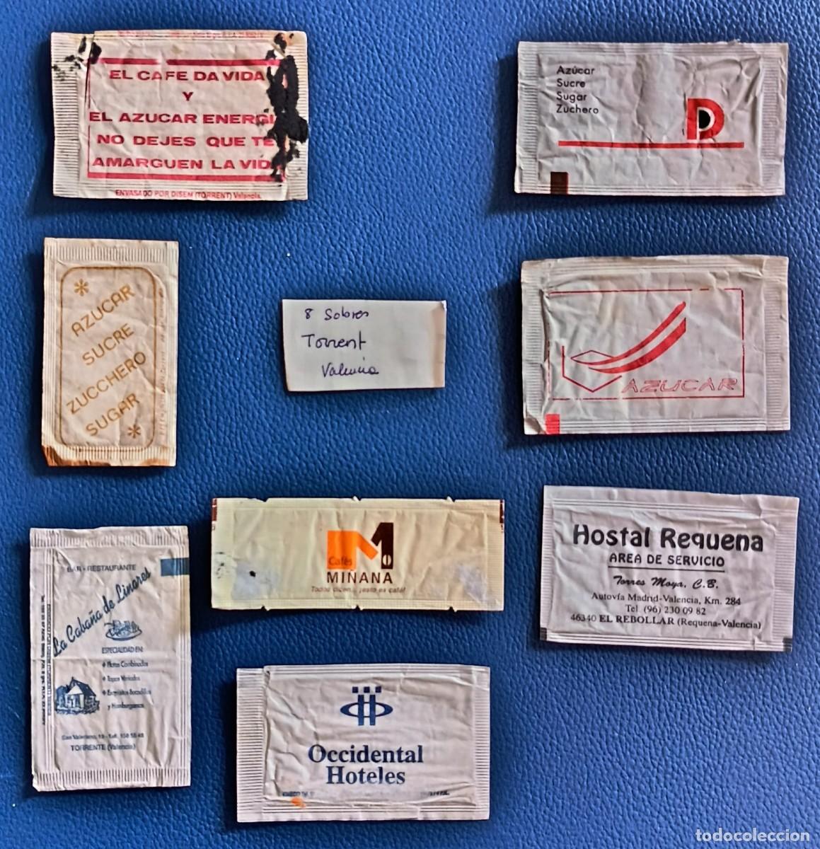 Sachets de sucre de collection: Sobres de azucar. 8 Sobres de azucar. Torrent. Valencia.
