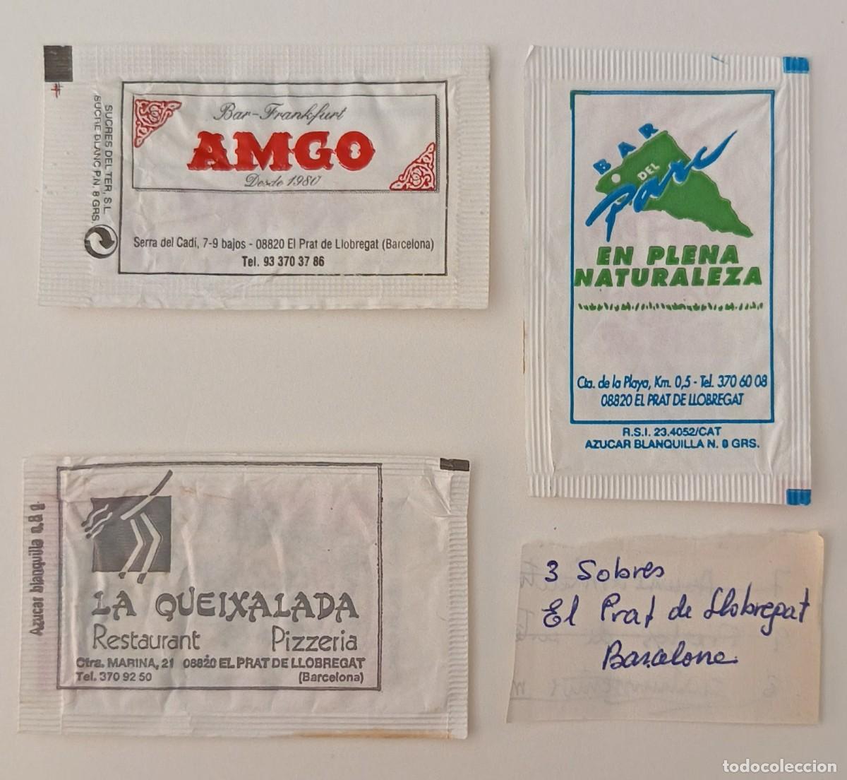 Sobres de az&uacute;car de colecci&oacute;n: Sobres de azucar. 3 Sobres de azucar. El Prat de Llobregat. Barcelona.
