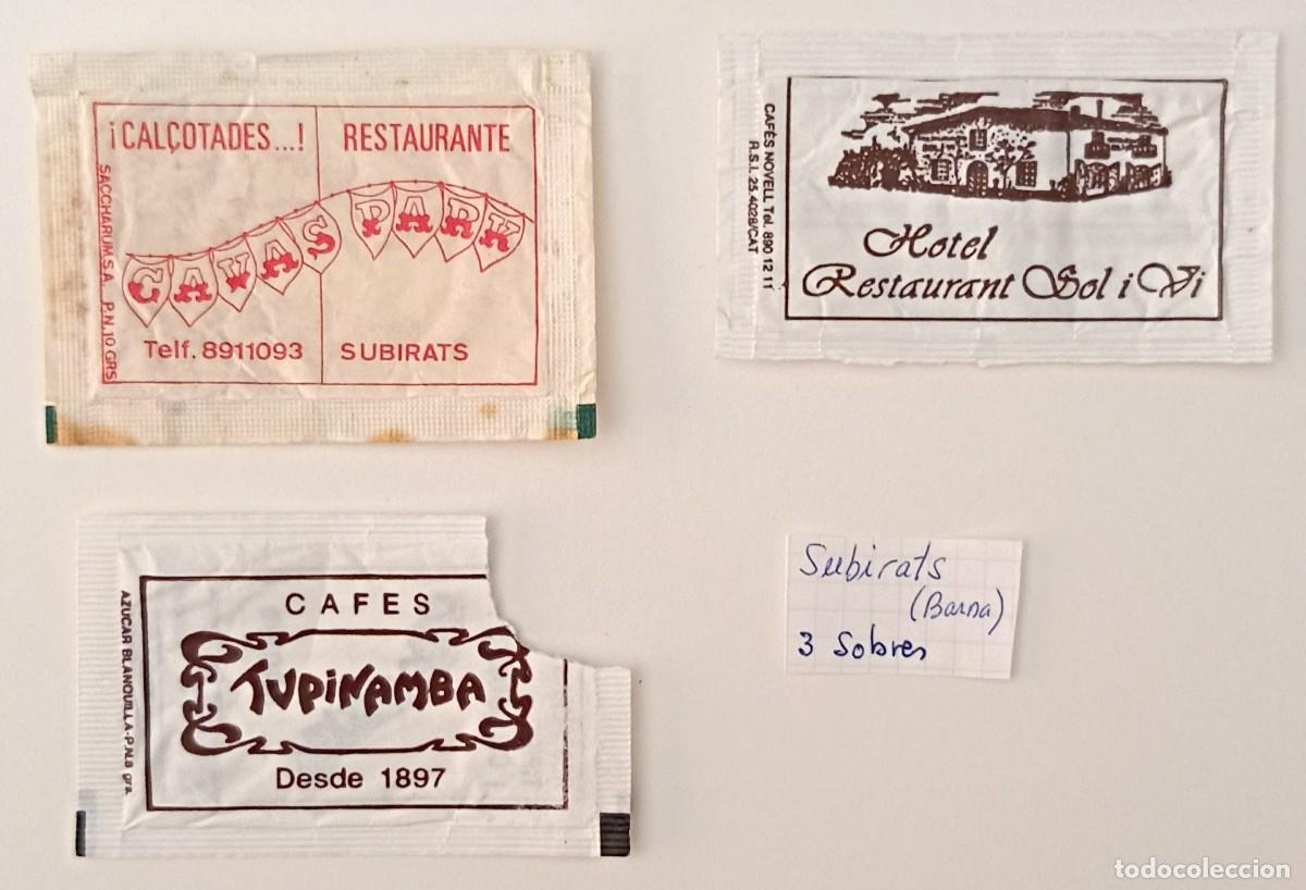 Sobres de az&uacute;car de colecci&oacute;n: Sobres de azucar. 3 Sobres de azucar. Subirats. Barcelona.