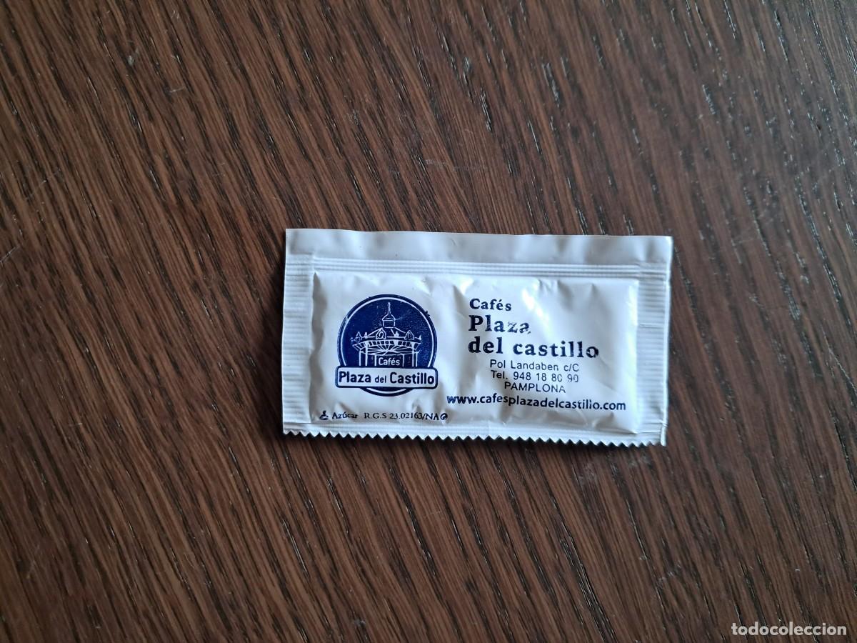 Sobres de az&uacute;car de colecci&oacute;n: sobre de az&uacute;car vac&iacute;o publicitario, caf&eacute;s plaza del castillo, Pamplona.